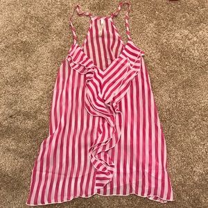 Urban Outfitters Pink Pinstripe Sheer Tank Top